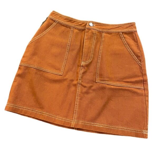 FRANCESCA’S Sofi Angel Rust Mini Skirt Size M Burnt Orange Umber - Picture 1 of 8